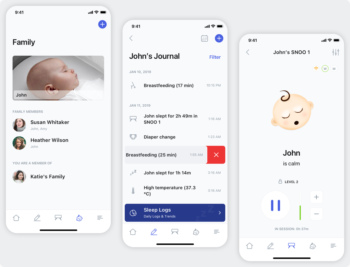 Happiest Baby SNOO iOS App - Screens